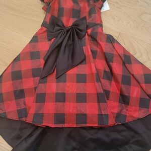 Nwt Red and Black Plaid Kids Holiday Dress